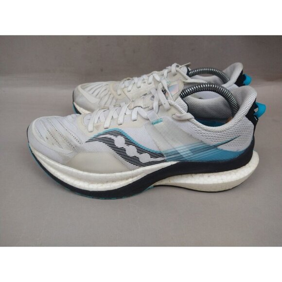 Saucony Tempus White Blue Long Distance Run Race Shoe Mens 9 Sample - Picture 3 of 13